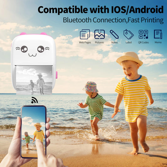 Portable Thermal Mini Printer – Bluetooth Pocket Printer for iOS & Android | Wireless Photo, Label & QR Code Printing