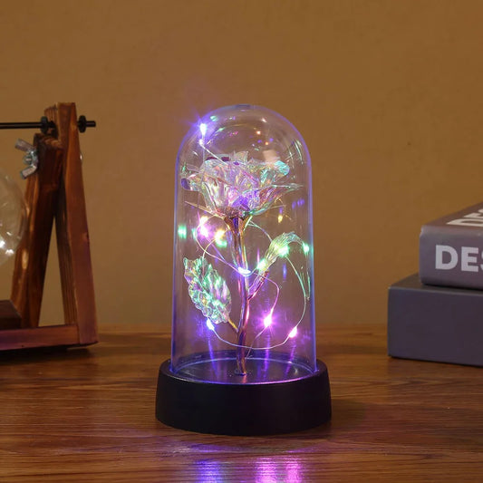 LED Enchanted Galaxy Rose in Glass Dome – Eternal Beauty with Fairy Lights