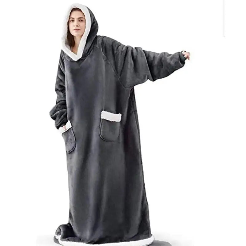 Hooded Wearable Blanket - Soft Flannel Loungewear