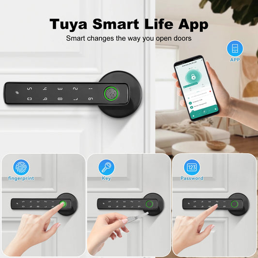 Tuya Smart Door Lock with Fingerprint - App Remote Control Electronic Lock with Alexa Integration