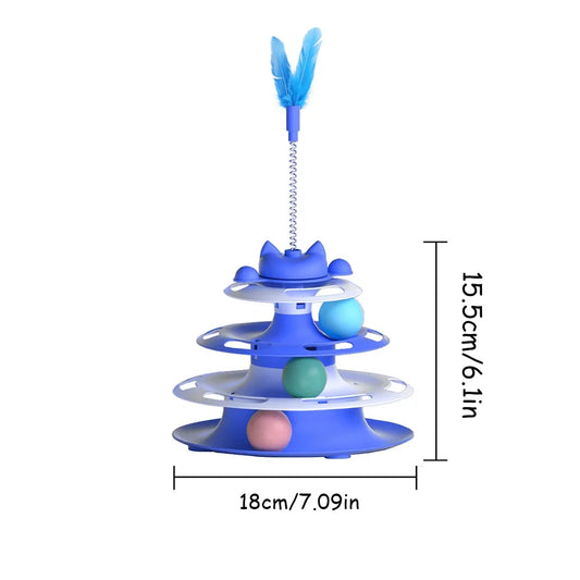 Interactive Cat Turntable Toy – Spinning Track Ball with Teaser Wand for Boredom Relief