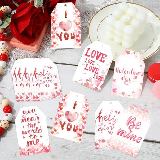 Valentine's Day Gift Tags (60 PCS) – Love Heart Paper Tags for Gift Wrapping