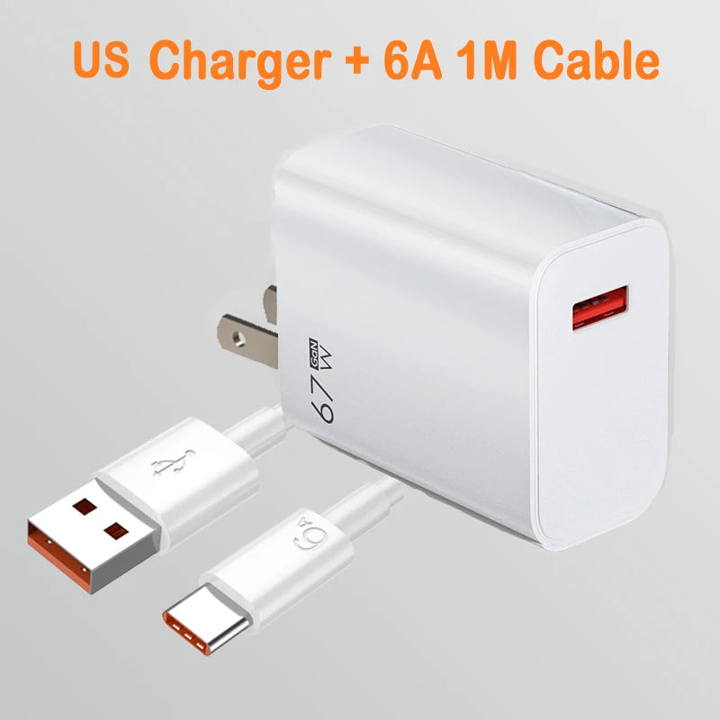 GaN Fast Charger – USB Quick Charge 3.0 with Type-C Cable for Xiaomi