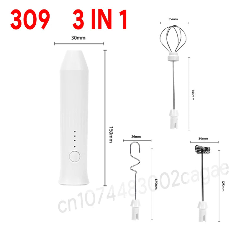 Wireless Electric Milk Frother – Rechargeable Handheld Mixer with Stainless Steel Beater (USB-C) for Coffee, Cappuccino & Cream