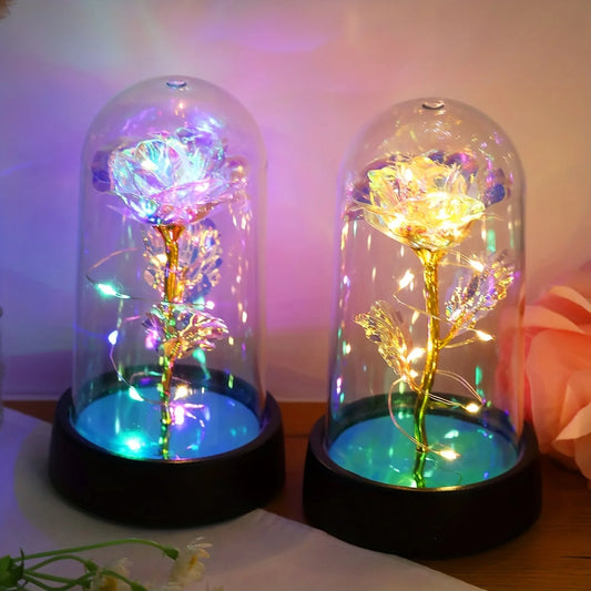 Colorful LED Rose Night Light – Romantic Gift for Valentine's Day