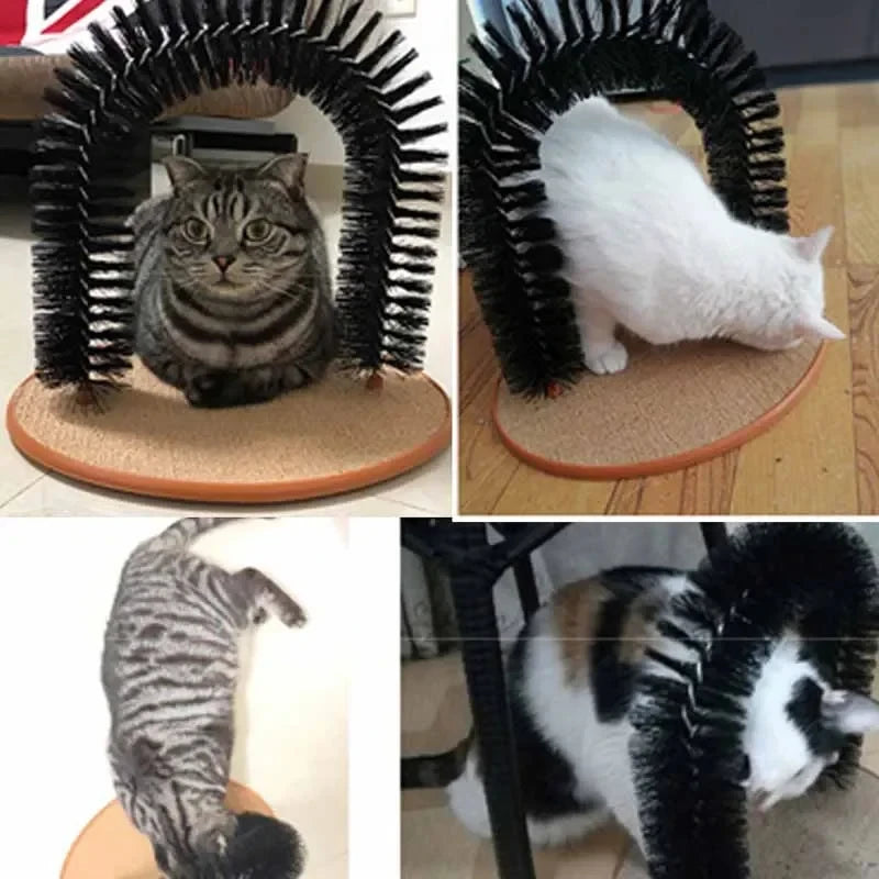 Cat Self-Grooming Arch – Massage Brush with Scratching Pad for Interactive Play