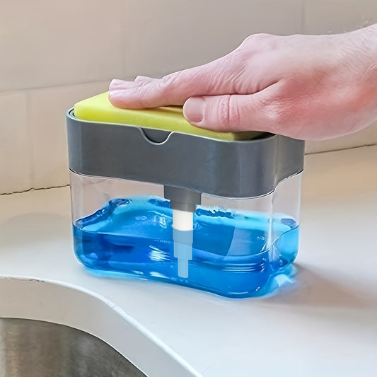 Modern Dish Soap Dispenser with Sponge Holder – 2-in-1 Kitchen Sink Organizer