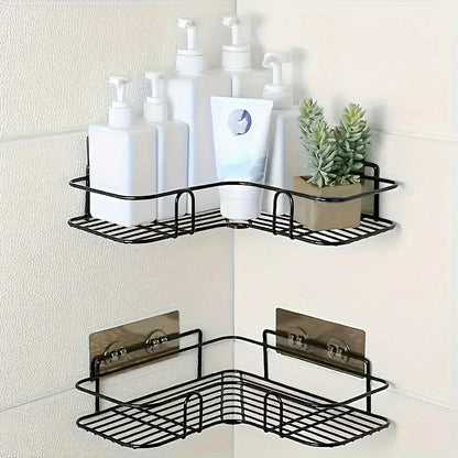 Heavy-Duty Cast Iron Corner Shelf – No-Drill Wall-Mounted Bathroom Shelf
