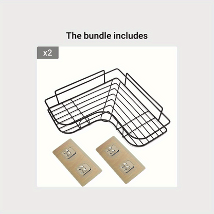 Heavy-Duty Cast Iron Corner Shelf – No-Drill Wall-Mounted Bathroom Shelf