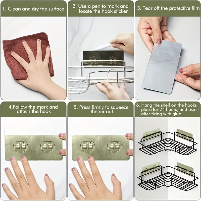 Heavy-Duty Cast Iron Corner Shelf – No-Drill Wall-Mounted Bathroom Shelf