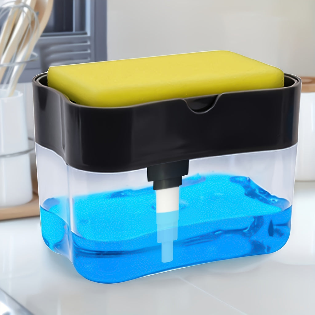 Modern Dish Soap Dispenser with Sponge Holder – 2-in-1 Kitchen Sink Organizer