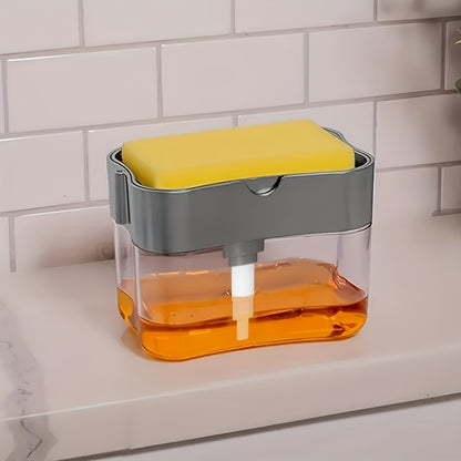 Modern Dish Soap Dispenser with Sponge Holder – 2-in-1 Kitchen Sink Organizer