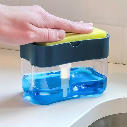 Modern Dish Soap Dispenser with Sponge Holder – 2-in-1 Kitchen Sink Organizer