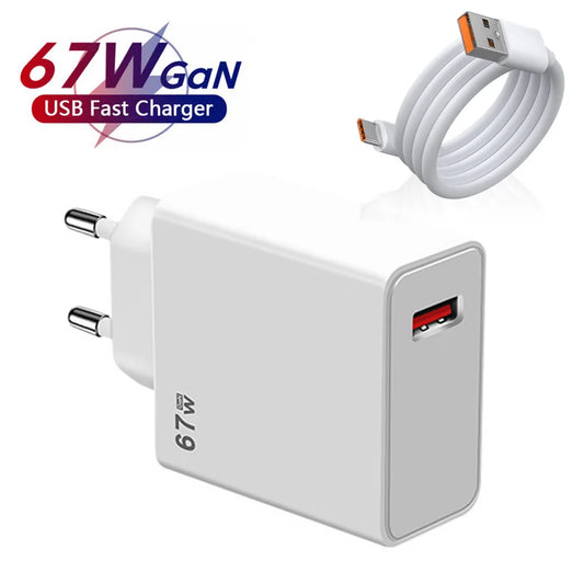 GaN Fast Charger – USB Quick Charge 3.0 with Type-C Cable for Xiaomi