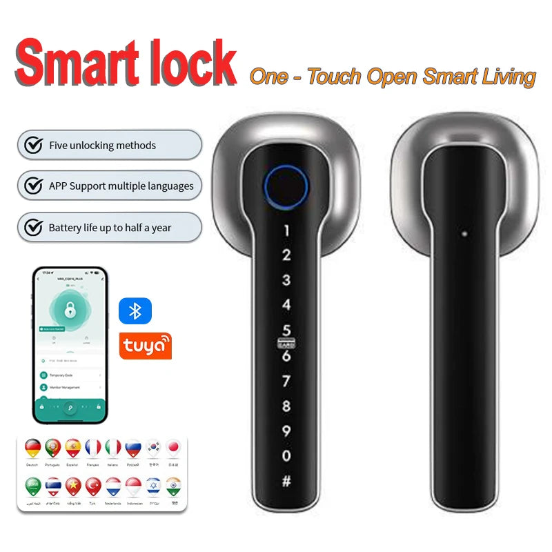 Smart Fingerprint Password Lock - Keyless Entry Lock for Bedroom, Garage, Hotel &amp; Living Room