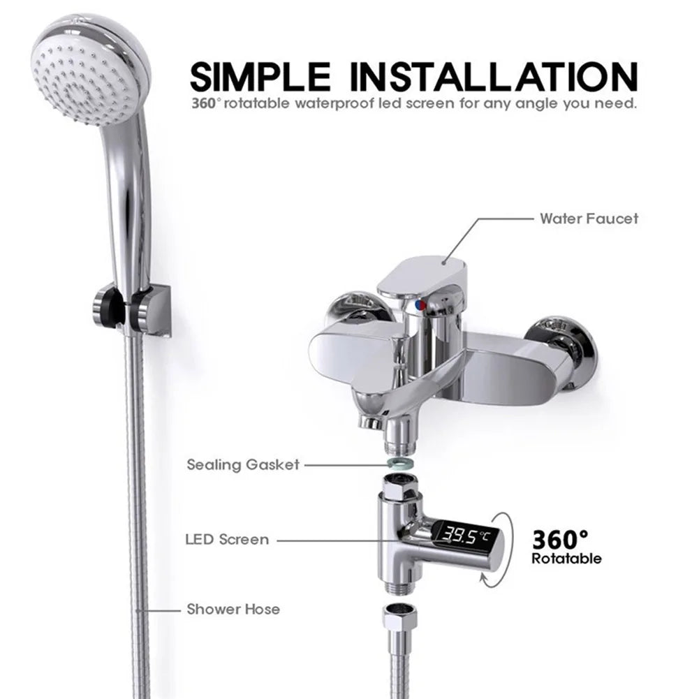 LED Digital Shower Temperature Display – Real-Time Water Thermometer for Bathroom Safety