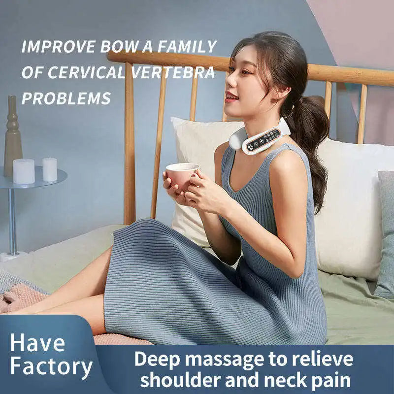 Electric Neck Massager – EMS, Vibration & Heat Therapy | Home, Travel & Office