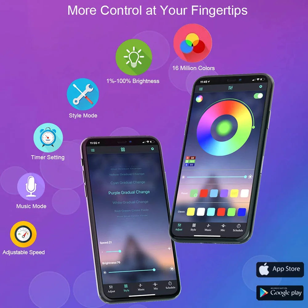 RGB LED Strip 5V USB with Bluetooth & App – SMD 5050 LED Light Strip for TV, Desk & Bedroom (Self Adhesive)