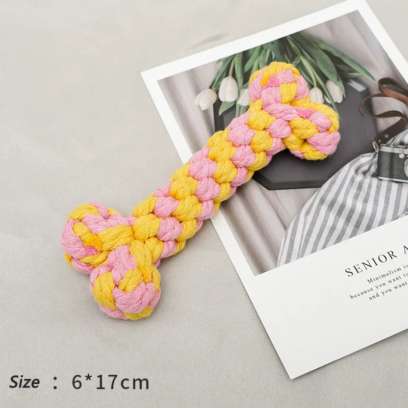 Bite-Resistant Dog Rope Chew Toy – Dental Cleaning Ball for Small Dogs & Puppies