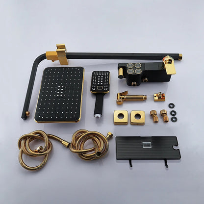 Smart Thermostatic Shower System – LED Digital Display with Square Rainfall Head &amp; SPA Features