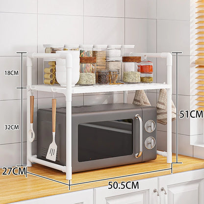 Multi-Layer Kitchen Storage Rack – Microwave Shelf &amp; Countertop Organizer