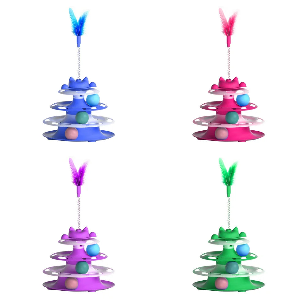 Interactive Cat Turntable Toy – Spinning Track Ball with Teaser Wand for Boredom Relief