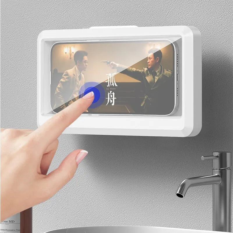 Waterproof Bathroom Phone Holder – Wall-Mounted Touch Screen Case for Shower