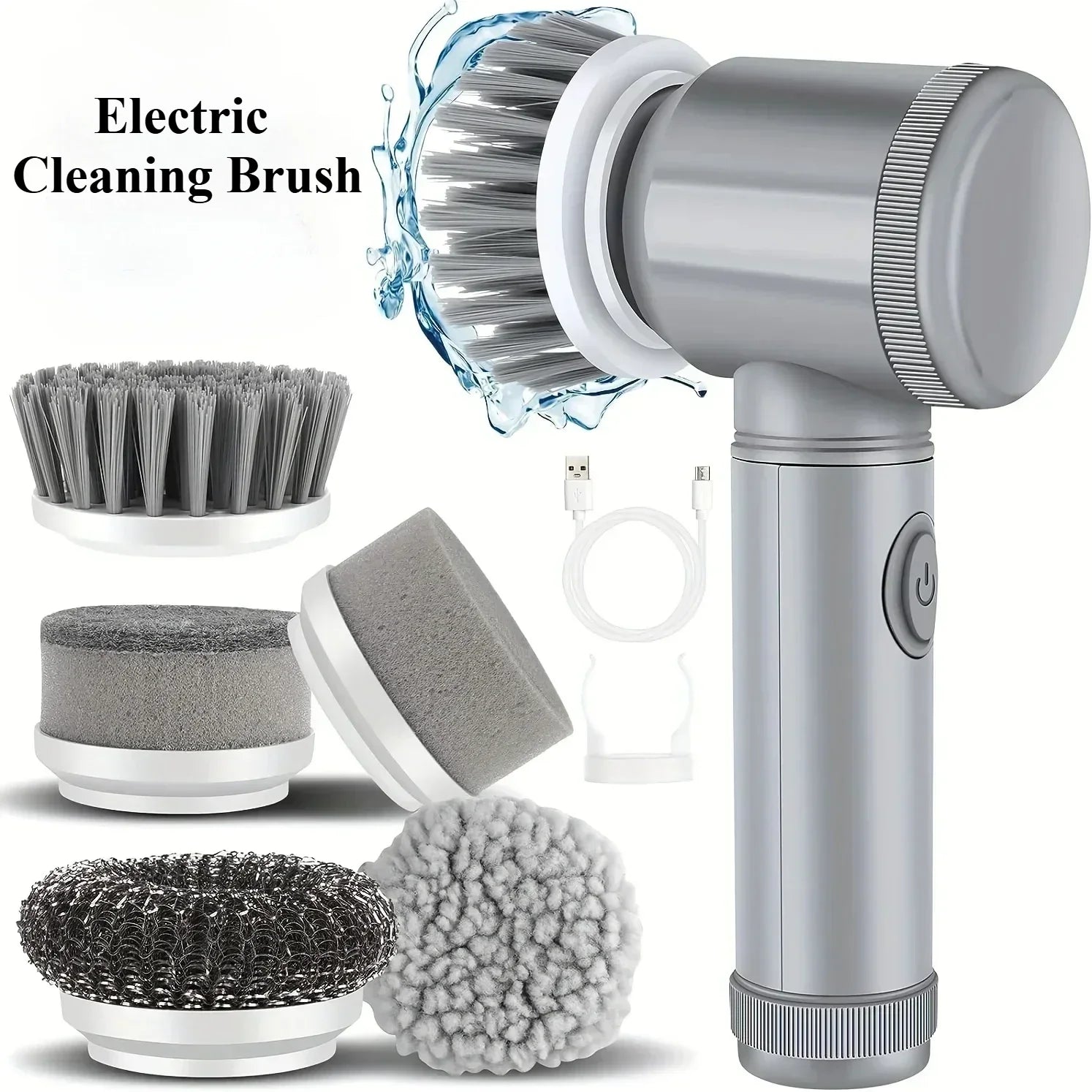 Electric Spider Scrubber 5-in-1 – Wireless Cleaning Brush with 5 Interchangeable Attachments for Bathroom & Kitchen