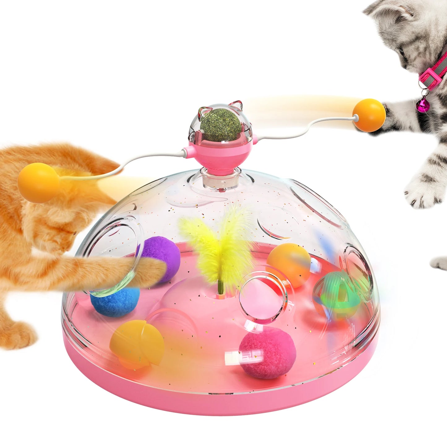 Cat Puzzle Toy – Interactive Brain Game with Spinning Tracks &amp; Feather Teaser