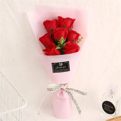 Rose Soap Flower Bouquet (3/6/9 Heads) – Valentine's Day Gift & Decor