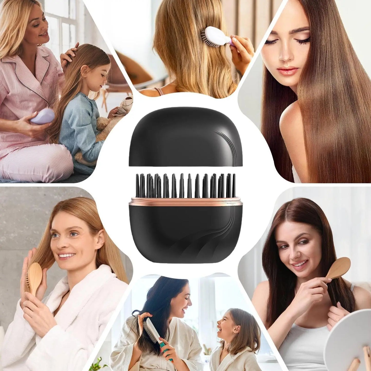 Cordless Mini Hair Straightener Brush – Rechargeable, Anti-Scald &amp; Suitable for Wet and Dry Hair