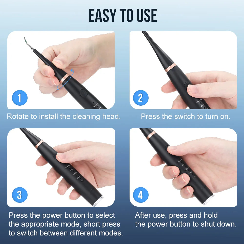 Electric Ultrasonic Dental Scaler – Tooth Cleaner for Tartar & Plaque Removal | USB Rechargeable