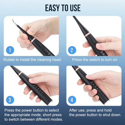 Electric Ultrasonic Dental Scaler – Tooth Cleaner for Tartar &amp; Plaque Removal | USB Rechargeable