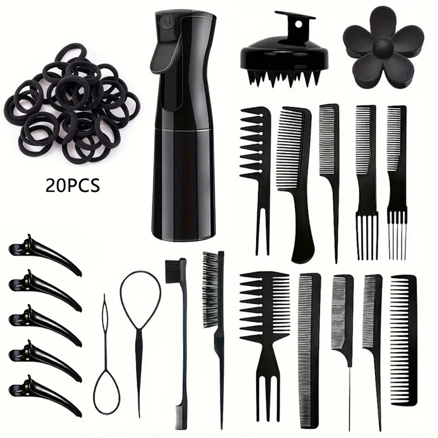 Hair Brush Set with Spray Bottle – Detangling Brush for Curly Hair | Scalp Massage