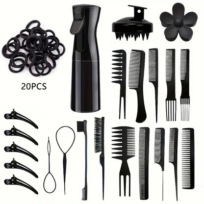 Hair Brush Set with Spray Bottle – Detangling Brush for Curly Hair | Scalp Massage