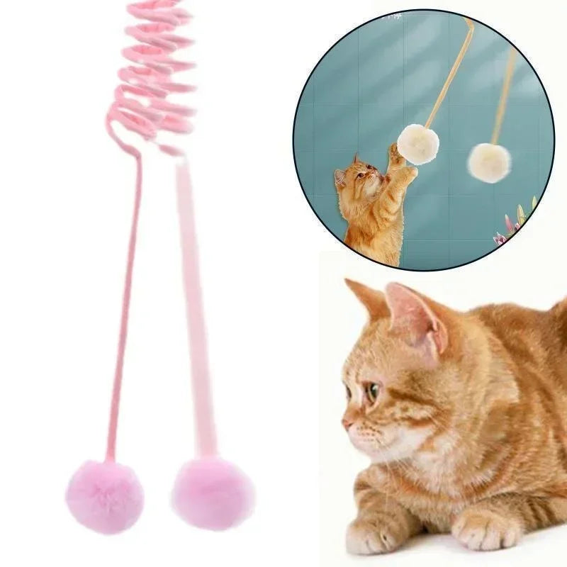 Interactive Cat Toy Set – Spring Rope Ball &amp; Plush Wand for Play &amp; Training