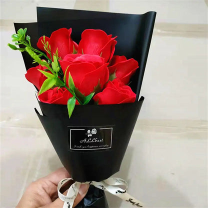 Rose Soap Flower Bouquet (3/6/9 Heads) – Valentine's Day Gift & Decor