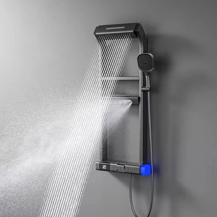 360° Thermostatic Shower Panel – LED Digital Display with Piano Keys &amp; Multiple Spray Patterns