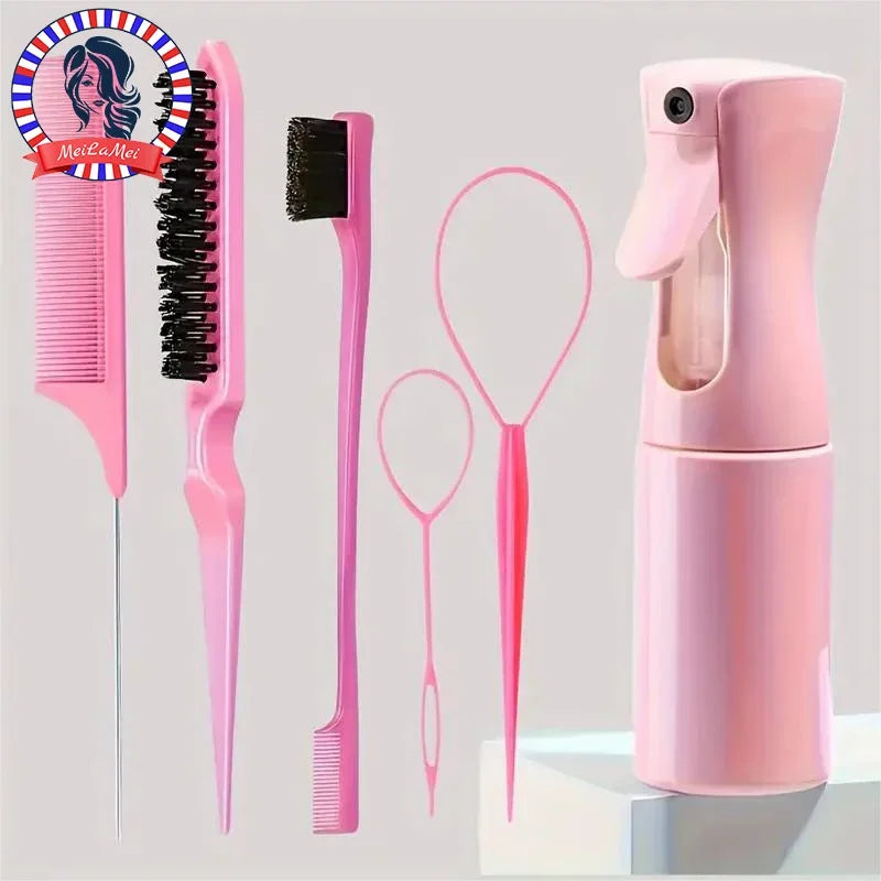 6-Piece Hair Brush Set – Professional Salon Set with Spray Bottle &amp; Combs