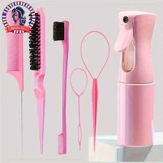 6-Piece Hair Brush Set – Professional Salon Set with Spray Bottle &amp; Combs