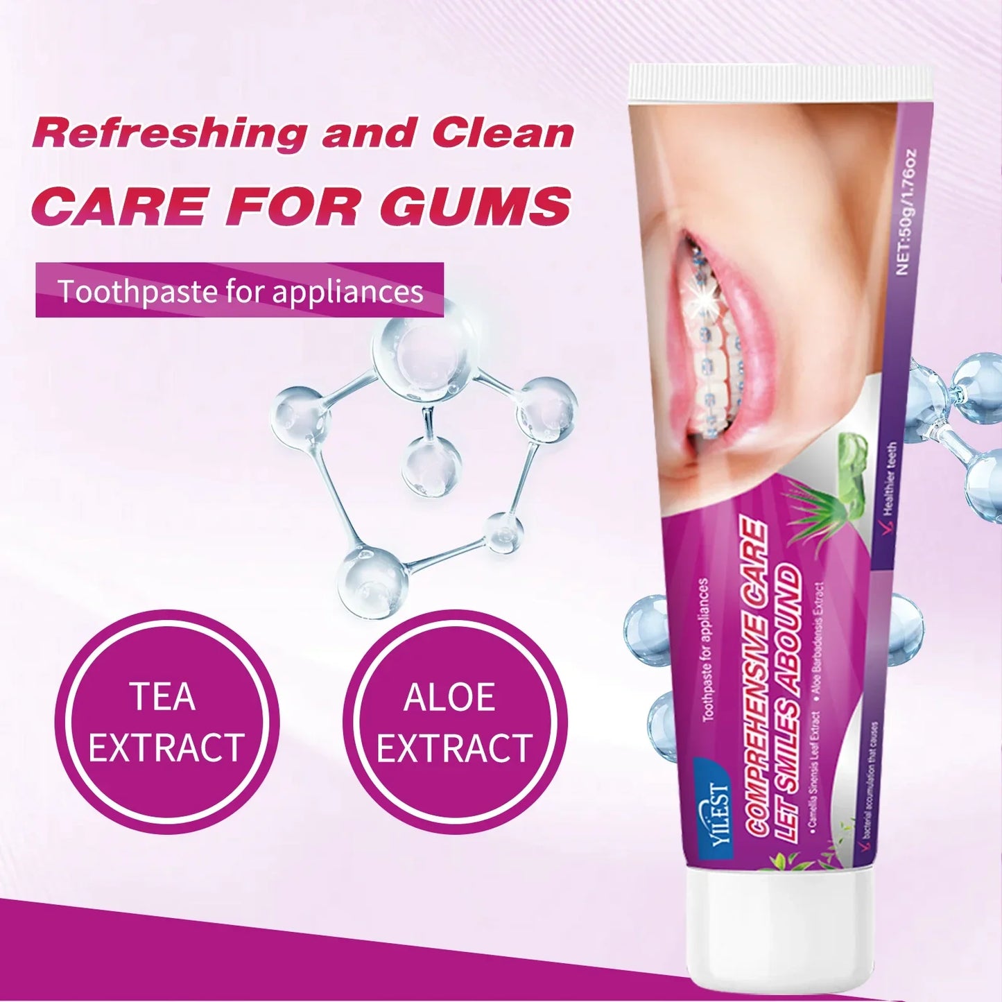 Toothpaste for Braces &amp; Aligners – Gentle Whitening Formula 50g | Removes Stains
