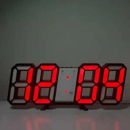 Digital LED Wall Clock – Modern Alarm Clock with Calendar &amp; Brightness Adjustment | 24×9 cm