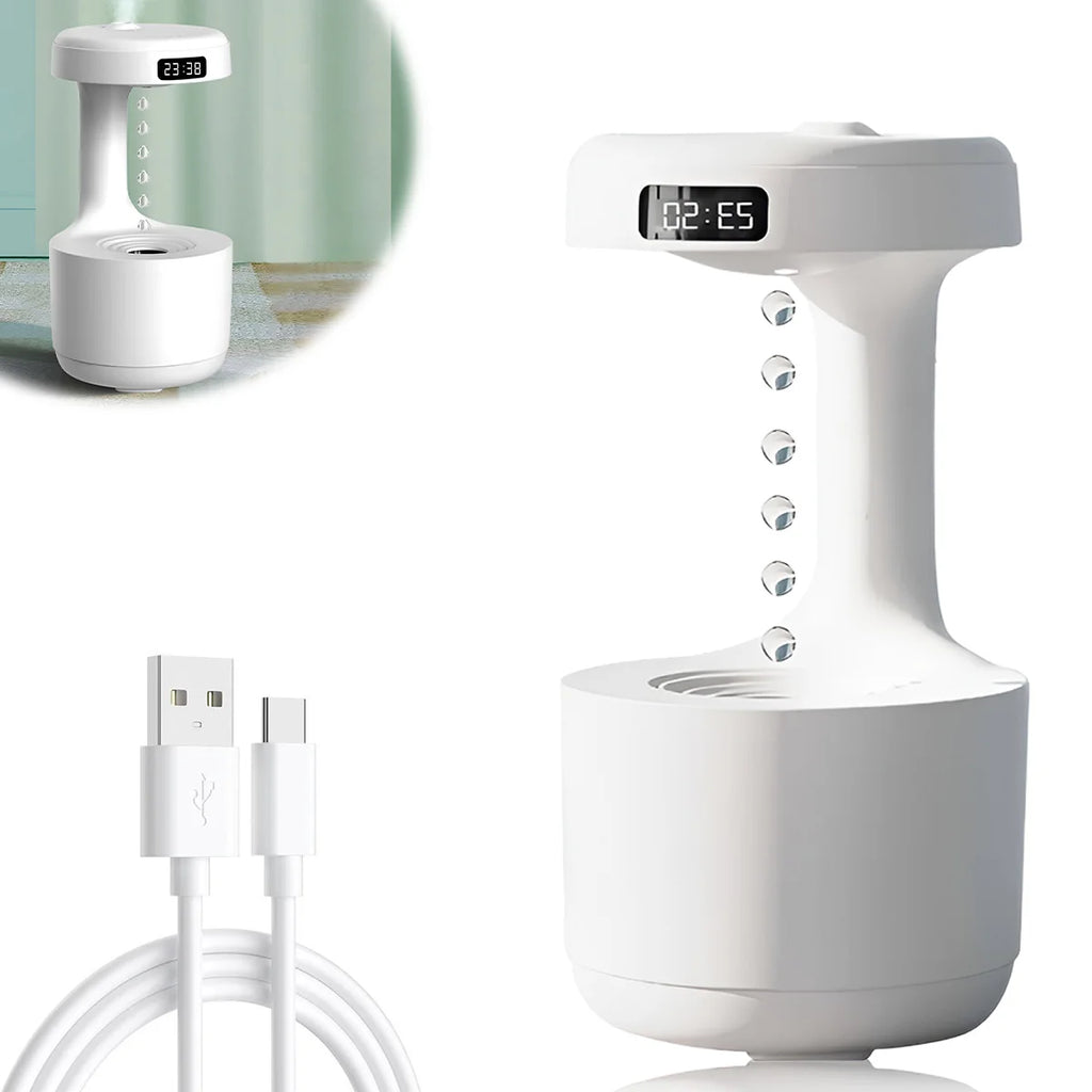 Anti-Gravity Humidifier 600ML – Desktop Water Droplet Backflow Aromatherapy Diffuser with LED Light