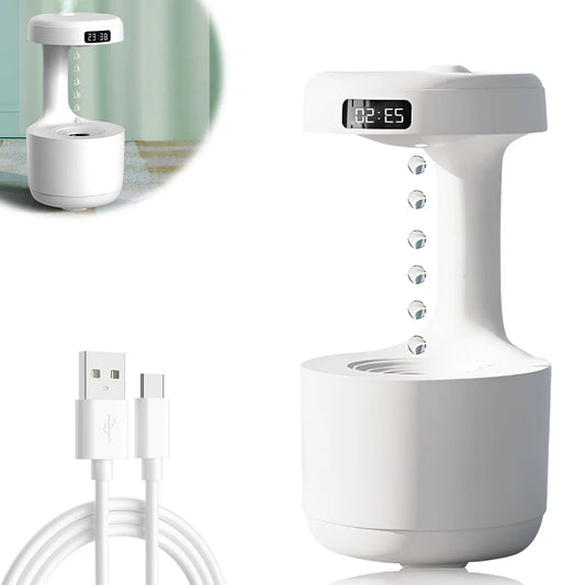 Anti-Gravity Humidifier 600ML – Desktop Water Droplet Backflow Aromatherapy Diffuser with LED Light