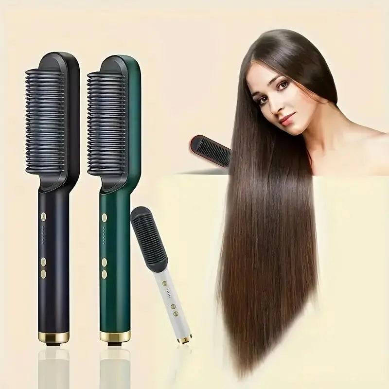 2-in-1 Style Comb & Curling Iron – Shiny Hair in One Movement