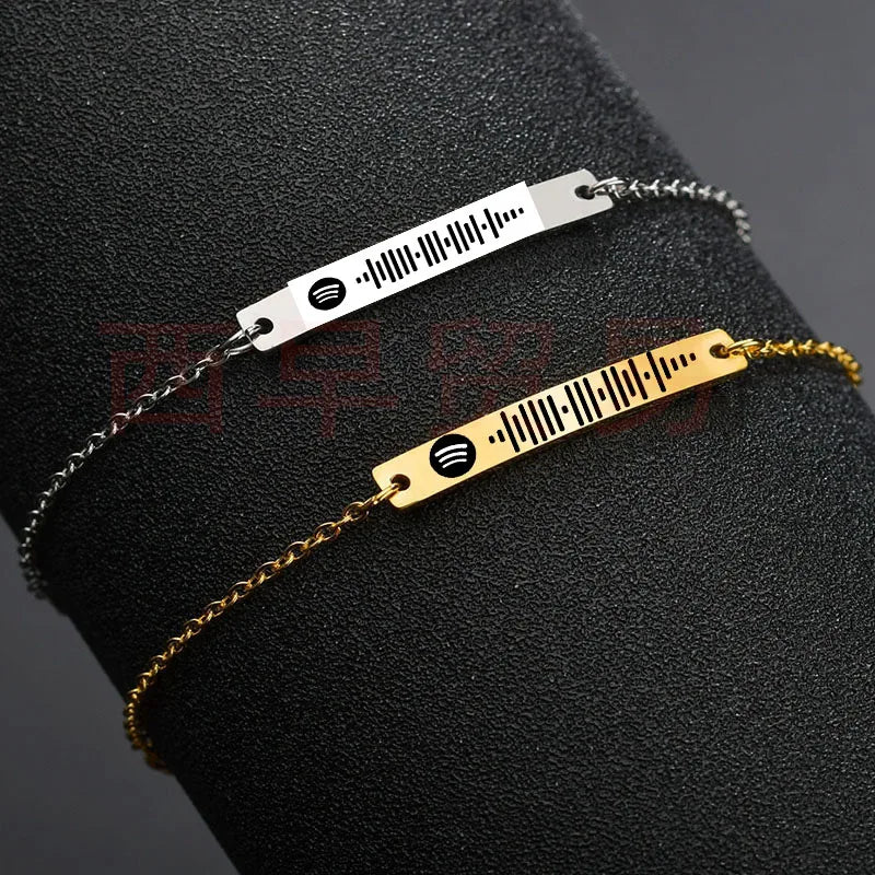 Personalized Spotify Code Music Bracelet – Custom Song Engraving | Valentine's Day Gift