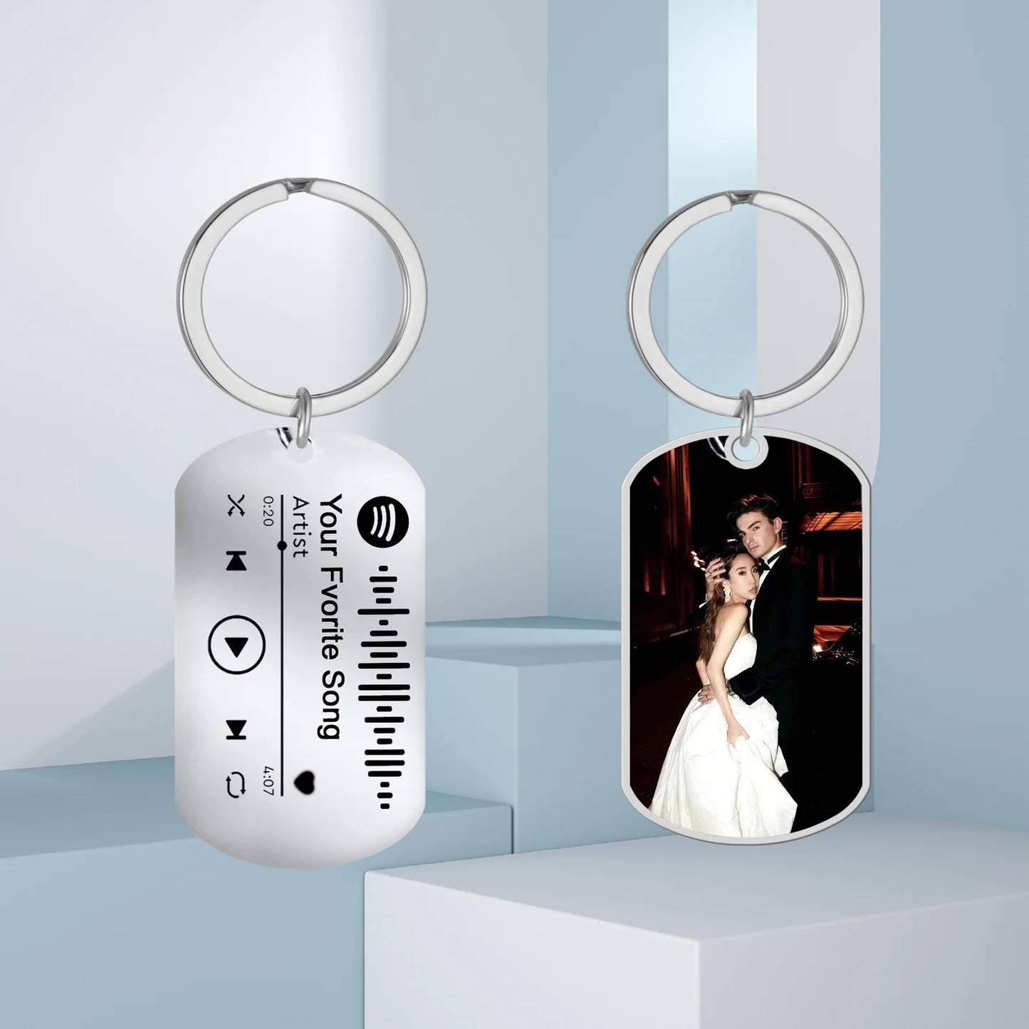 Custom Spotify Code Music Keyring – Personalized Photo & Song Gift