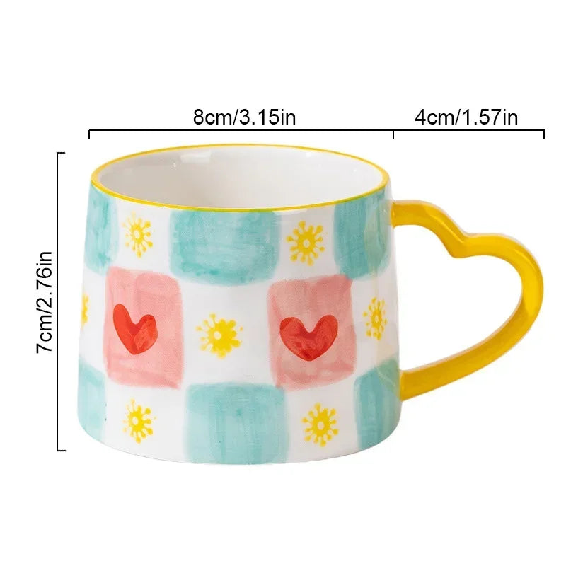Hand-Painted Heart Ceramic Mug – Couples Coffee Cup Gift