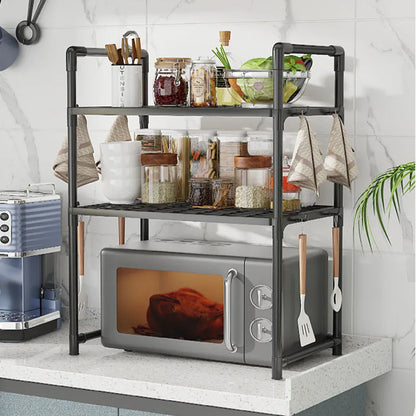Multi-Layer Kitchen Storage Rack – Microwave Shelf &amp; Countertop Organizer