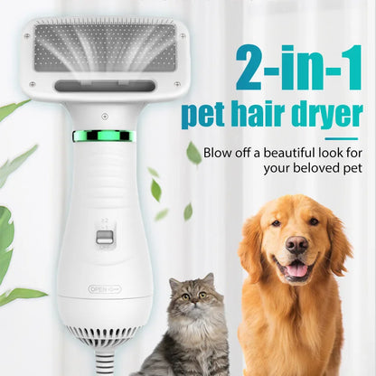 2-in-1 Pet Dryer &amp; Grooming Brush – Professional Dog &amp; Cat Dryer Comb for Home Grooming